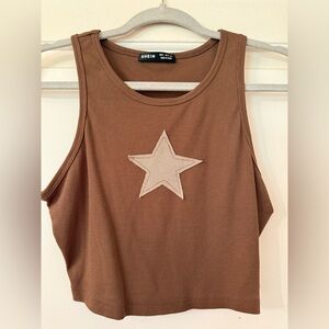 SHEIN Tan Star Embellished Tank Tops